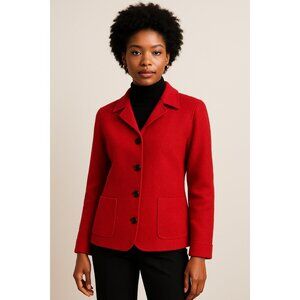 Valerie Stevens Red Wool Blend Jacket Size 10 Classic Tailored Workwear Coat